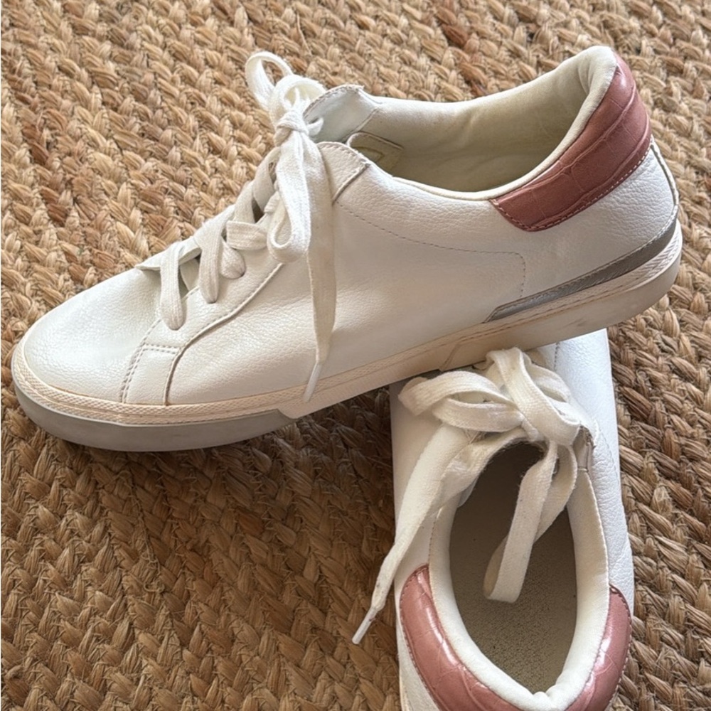 Size 11 Women's White and Pink Lace Sneakers